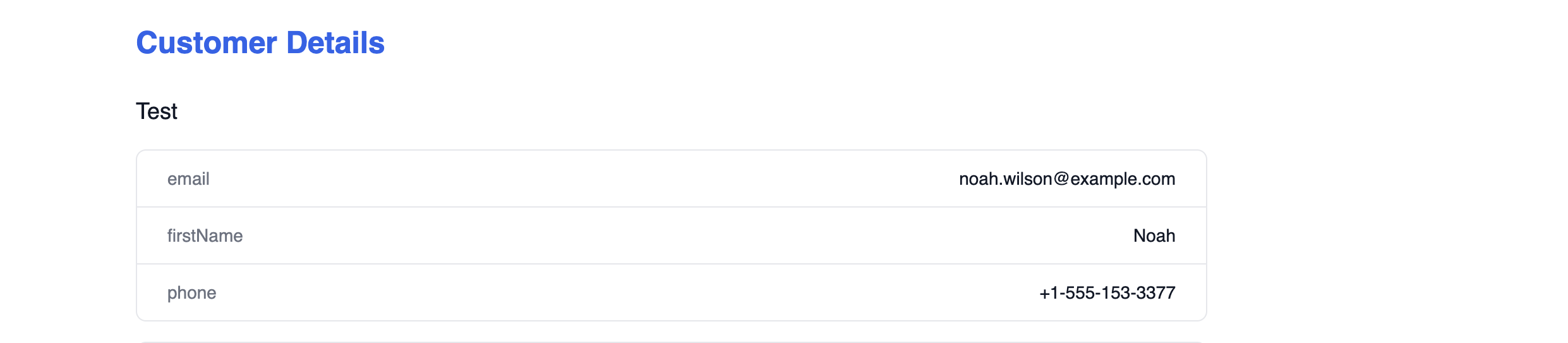 Live detail page — individual record view with field display