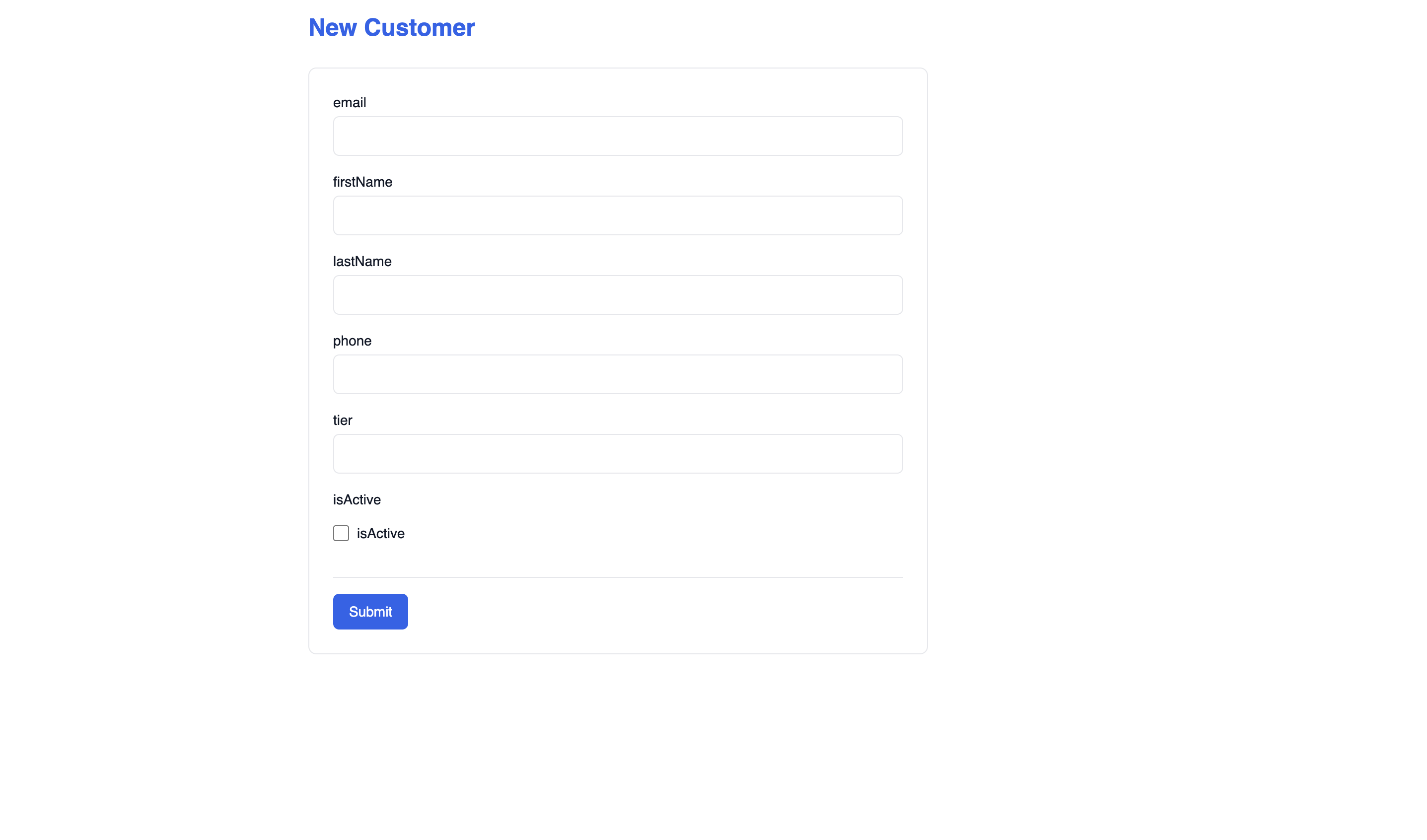 Live form page — auto-generated from the collection schema